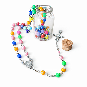 Terço Colar São Bento Colorido 6mm no Vidrinho