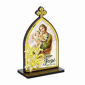 Capela de São José 17cm MDF com Lírios Dourados