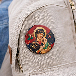 Boton Medalha de Nossa Senhora do Perpétuo Socorro Alumínio Broche Alfinete