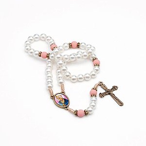 Terço Nossa Senhora da Salete em Pérola Branca 8mm