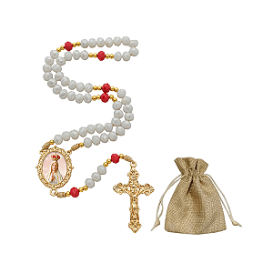 Terço Cristal Luxo Nossa Senhora de Fátima com Saquinho