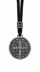 Cordão Medalha de São Bento Prata Velha Metal