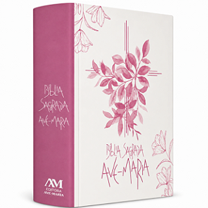 Livro Bíblia Sagrada Ave Maria - Capa Flores - Rosa
