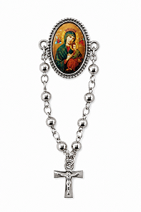 Boton Nossa Senhora do Perpétuo Socorro Prateado