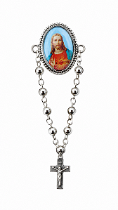 Boton Sagrado Coração de Jesus Prateado