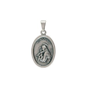 Medalha de Santo Antônio e São Francisco Modelo Prata Velha