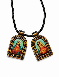 Escapulário Sagrado Coração de Jesus e Maria com Cordão