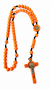 Terço de São Bento Conta Redonda 10mm Laranja