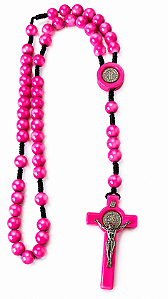 Terço de São Bento Conta Redonda 10mm Rosa