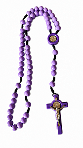 Terço de São Bento Conta Redonda 10mm Roxo