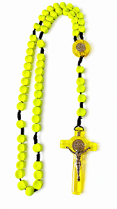 Terço de São Bento Quadrada 10mm Amarelo Fluorescente