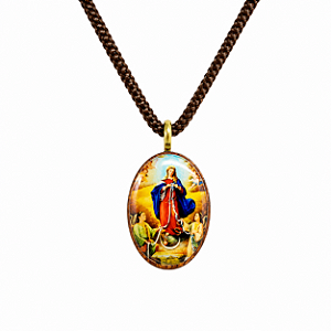 Cordão de Nossa Senhora Desatadora de Nós em Madeira Oval