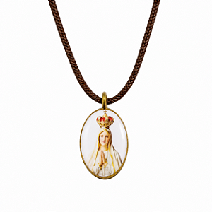 Cordão de Nossa Senhora de Fátima em Madeira Oval