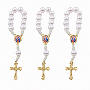 Kit Dezena Nossa Senhora de Guadalupe Pérola Abs Branca 8mm (3 unidades)