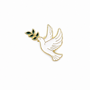 Boton Divino Espirito Santo Branco Folheado 2,7cm
