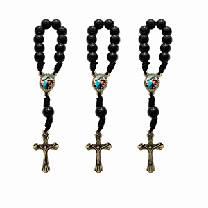 Kit Dezena São Miguel Arcanjo Pérola Preta 8mm (3 unidades)