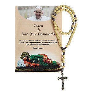 Terço com Oração São José Dormindo Cor Marfim