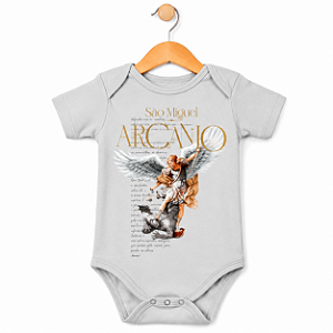 Body Infantil Unissex São Miguel Arcanjo - Cinza Cloud