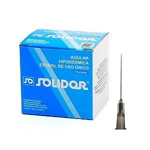 Agulha Hipodérmica 25 x 0,7 caixa c/ 100 Solidor