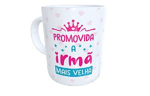 Caneca de cerâmica promovida a irmã mais velha corações