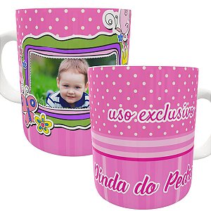 Caneca uso exclusivo da dinda com nome e foto personalizados