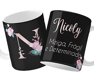Caneca frases com nome e inicial personalizados presente