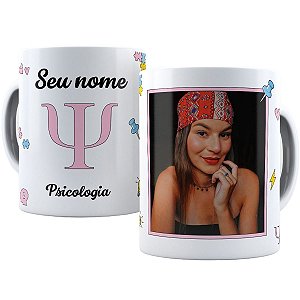 Caneca psicologia com nome e foto personalizados