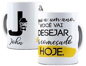 Caneca motivacional com qualquer inicial nome perosnalizados