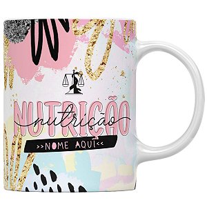 Caneca curso de nutrição com qualquer nome personalizado