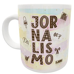 Caneca curso jornalismo presente faculdade jornalista