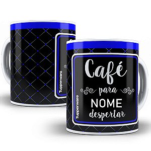 Caneca café para despertar azul com nome personalizado