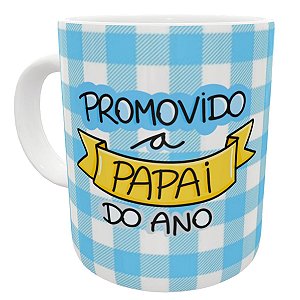 Caneca promovido a papai do ano presente dia dos pais xadrez