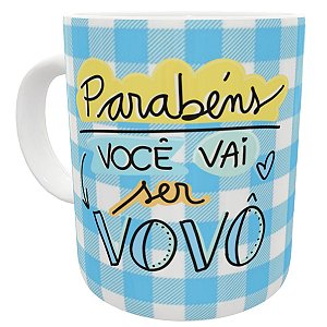 Caneca parabéns você vai ser vovô xadrez presente divertido
