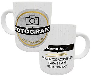 Caneca fotografo com nome personalizado presente profissão
