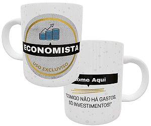Caneca economista com nome personalizado profissão faculdade