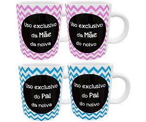 Kit 4 canecas uso exclusivo dos pais dos noivos casamento