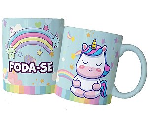 Caneca unicórnio indelicado foda-se presente engraçado fofo
