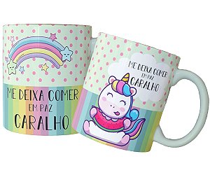 Caneca unicórnio divertido me deixa comer em paz caralho!