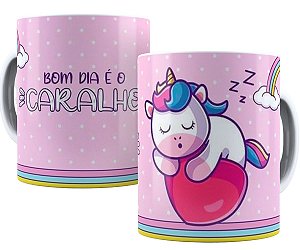 Caneca unicórnio grosso bom dia é o caralho presente fofo