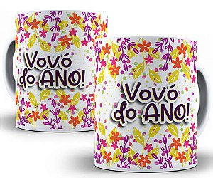 Caneca vovó do ano florido presente dia dos avós fofo