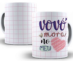 Caneca vovó mora no meu coração presente fofo criativo