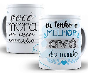 Caneca vovô você mora no meu coração presente dia dos avós