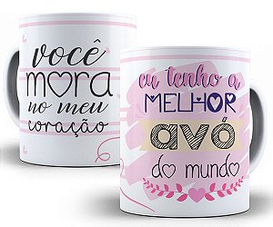 Caneca vovó você mora no meu coração presente dia dos avós