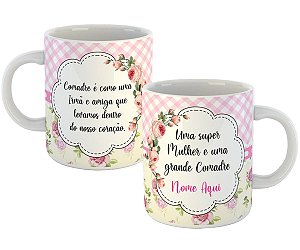 Caneca super mulher e uma grande comadre nome personalizado