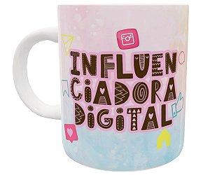 Caneca influenciadora digital presente profissão