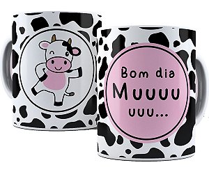 Caneca bom dia muuuuuu vaquinha fofo presente divertido