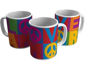 Caneca paz e amor peace and love presente lgbt orgulho