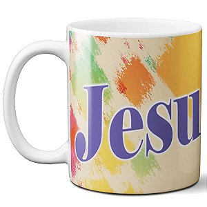 Caneca jesus coloriu minha vida com amor presente fé Deus