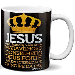 Caneca jesus Isaías 9:6 presente fé evangélico cristão