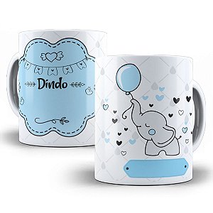 Caneca personalizada com nome dindo elefantinho padrinho
